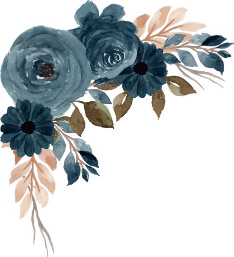  Watercolor Blue Flowers Illustration